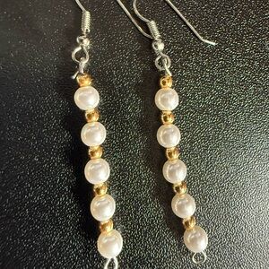 2 for $4 Elegant Gold and White Pearl Earrings